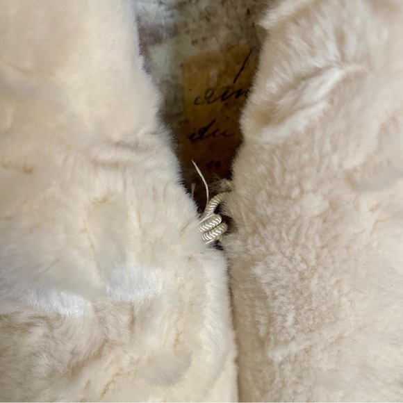 Vintage faux fur swing Coat winter white cream Le Coat by Tissavel France Sz M - Picture 9 of 13
